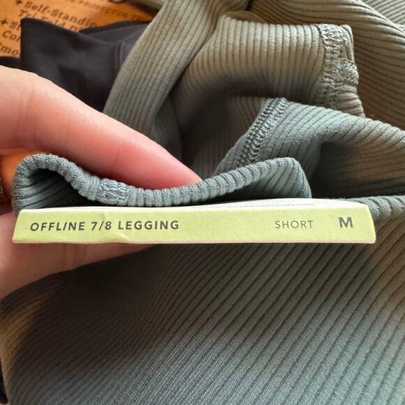 Offline by Aerie Ribbed High Waisted Leggings in Royal Palm NWT Medium Short - Picture 6 of 8